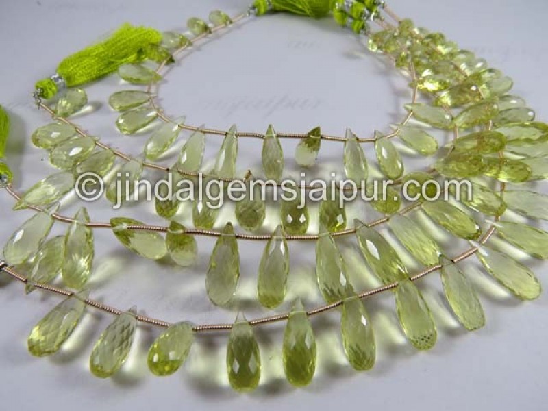 Lemon Quartz Faceted Long Drops Shape Beads